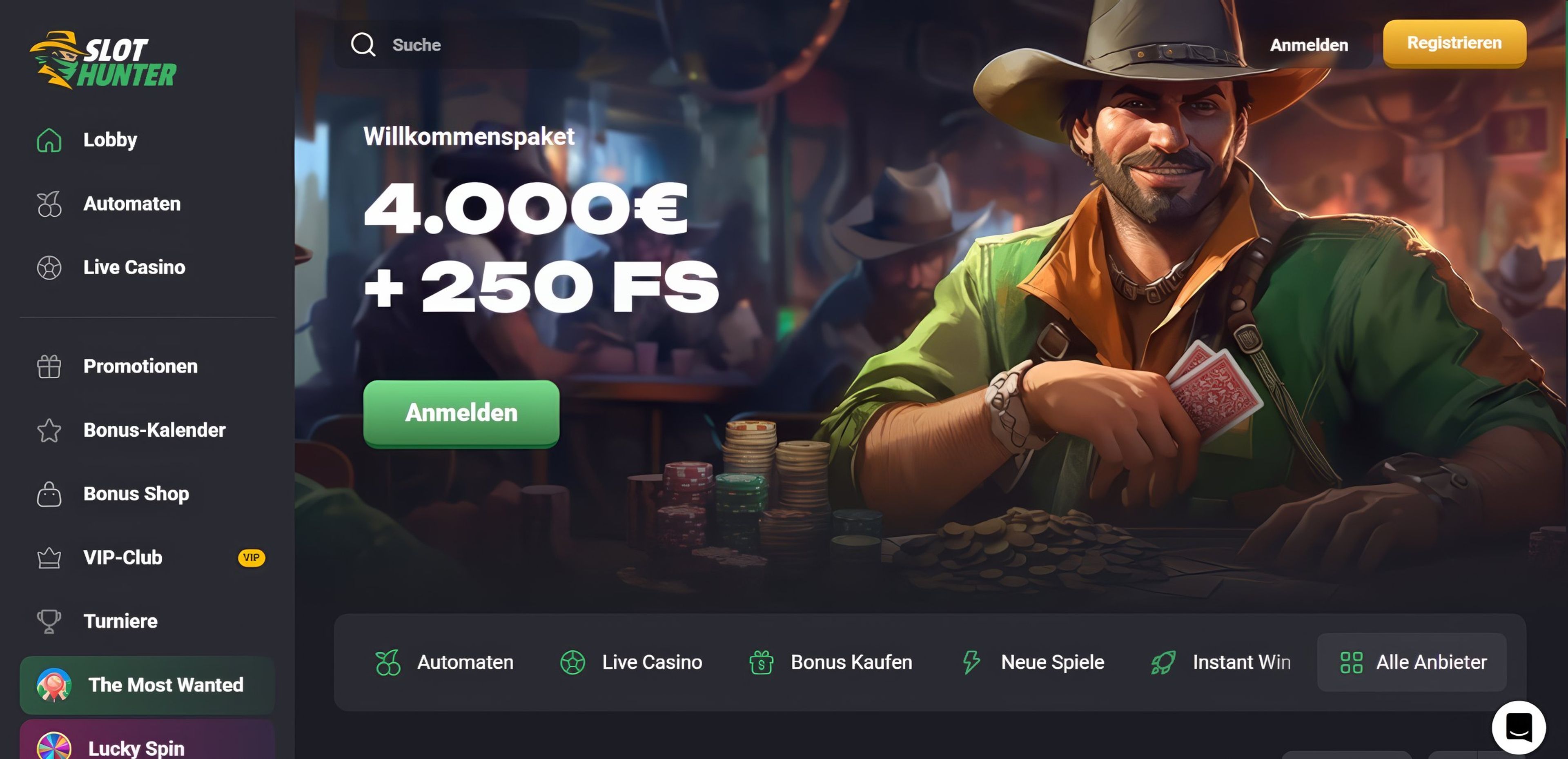 SlotHunter Casino desktop screenshot 1